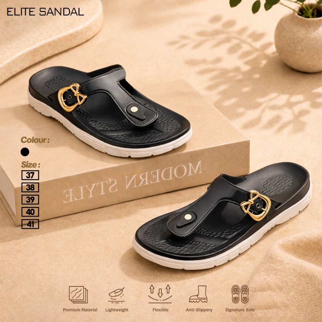 ELITE SANDAL - Sandal Jepit Wanita 1823 Sandal Flat Anti Slip Model Terbaru Size 37-41