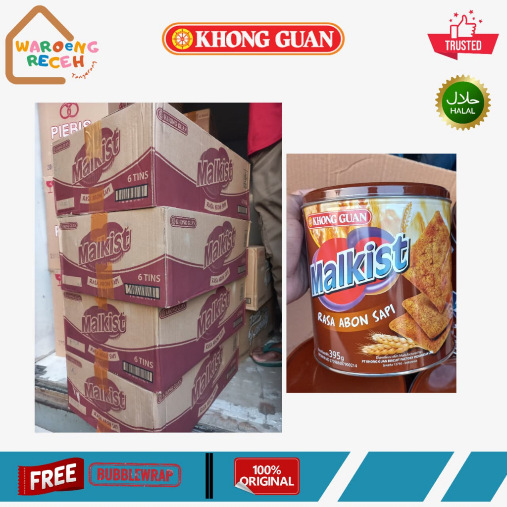 Khong Guan Biskuit Malkist Abon Sapi Kaleng 395 Gr [1 DUS ISI 6 KALENG]