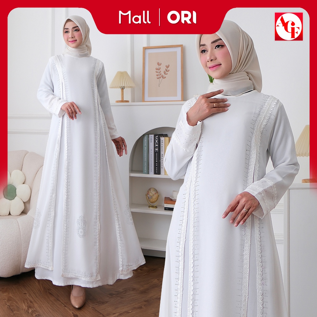 Agnes Hijab | Shafira Dress Gamis Putih Terbaru 2026 Baju Muslim Wanita Gaun Pesta Dewasa Model Baru