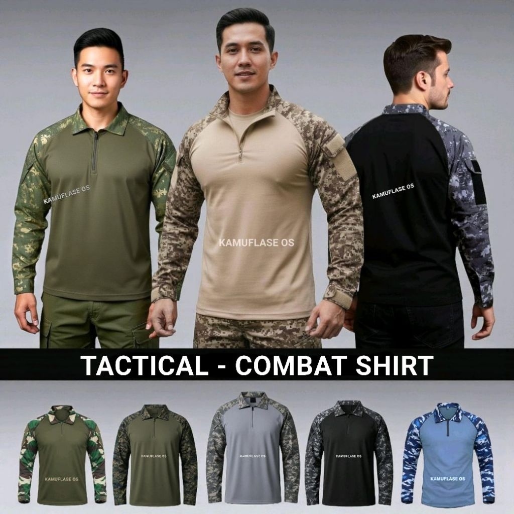 Kaos Tactical baju BDU shirt combat army camouflage military loreng TNI AD AU AL nkri desert gurun m