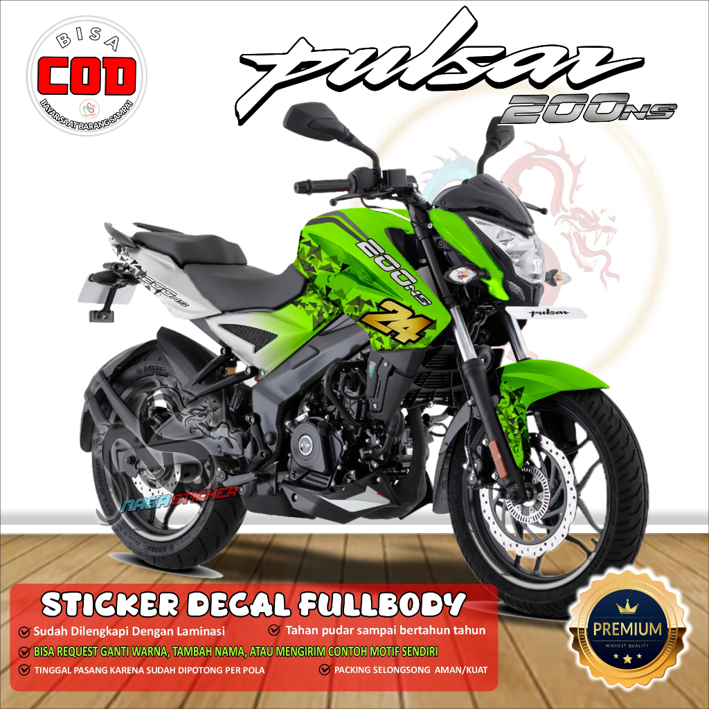 [COD] DECAL STICKER FULL BODY Body KAWASAKI PULSAR NS200 Kode NS1010 Desain Bisa Custom
