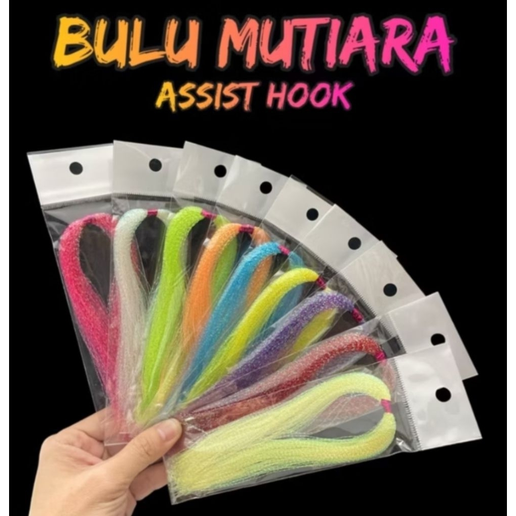 Bulu Mutiara Kilat Umpan Pancing Assist Hook Bulu Kotrek Bulu Umpan Rintak Umpan Tonda Umpan Bulu Mu