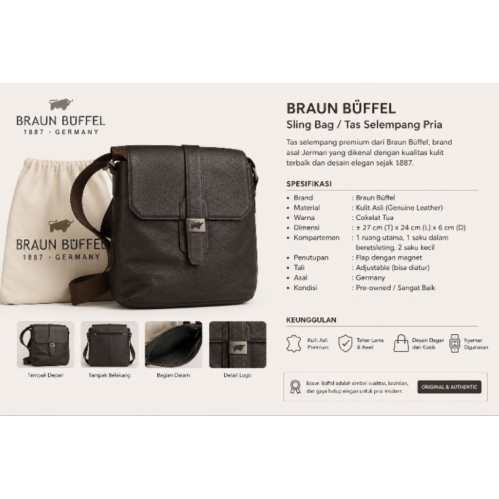 [PRELOVED] Sling Bag Pria BRAUN BÜFFEL [Like New]