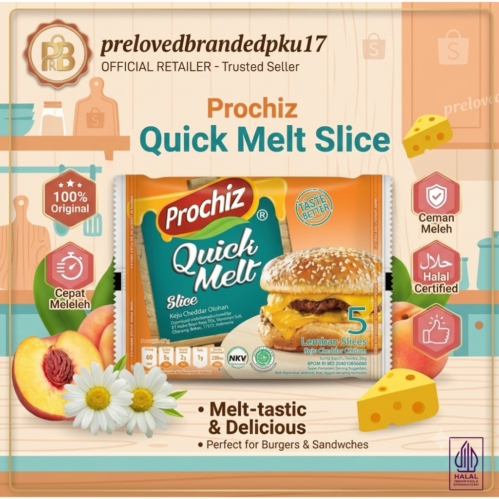 Keju Prochiz Quick Melt Slice isi 5 Lembar - Keju Lembaran Mudah Meleleh