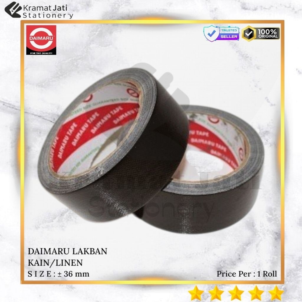 DAIMARU Lakban Jilid/Linen/Kain 1½ Inch 36mm [1 Roll]