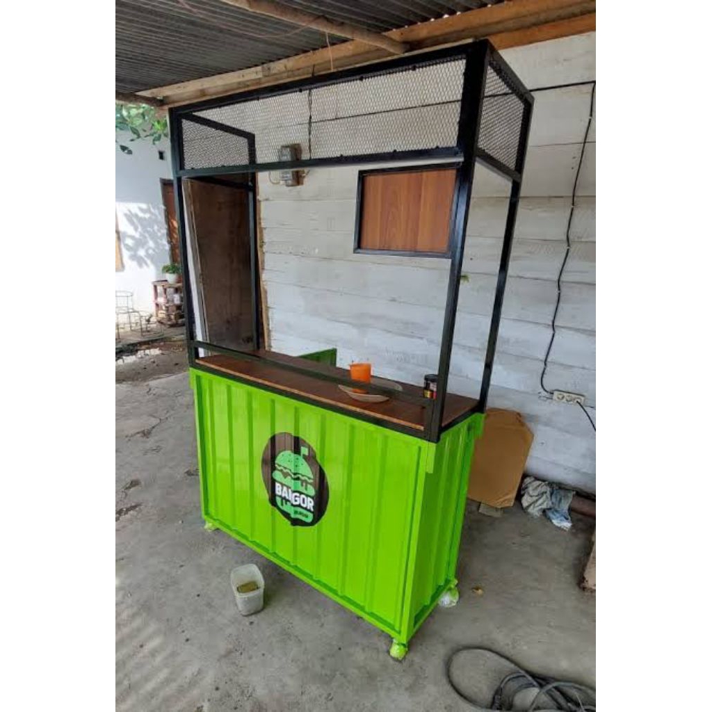 booth portable besi dan kayu kuat kokoh anti rayap