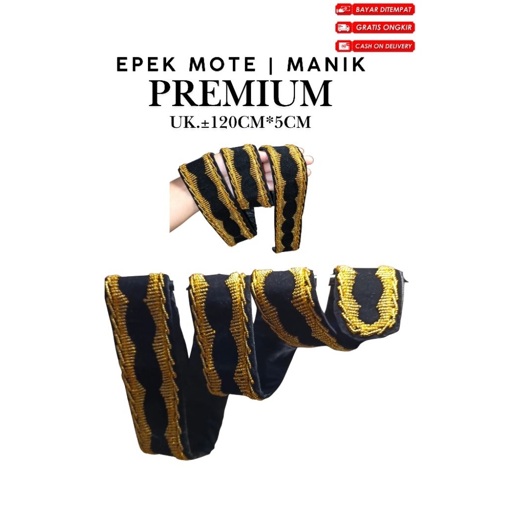 Epek sabuk mote | manik | bukan bordir | epek mote | epek benang asli‎