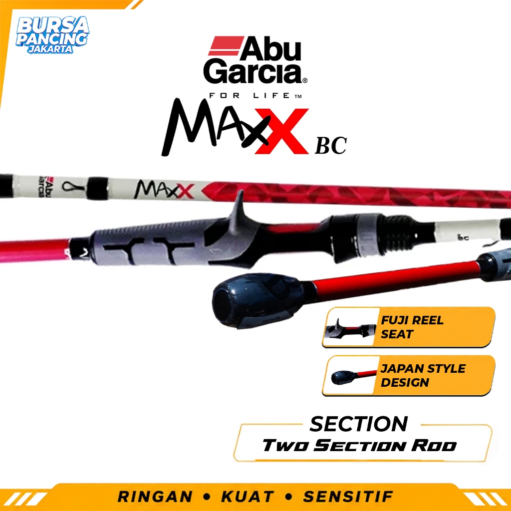 ABU GARCIA Joran Baitcasting MAX X 198CM - 210CM Hi Carbon Material Sambung 2 Carbon Full Fuji Untuk