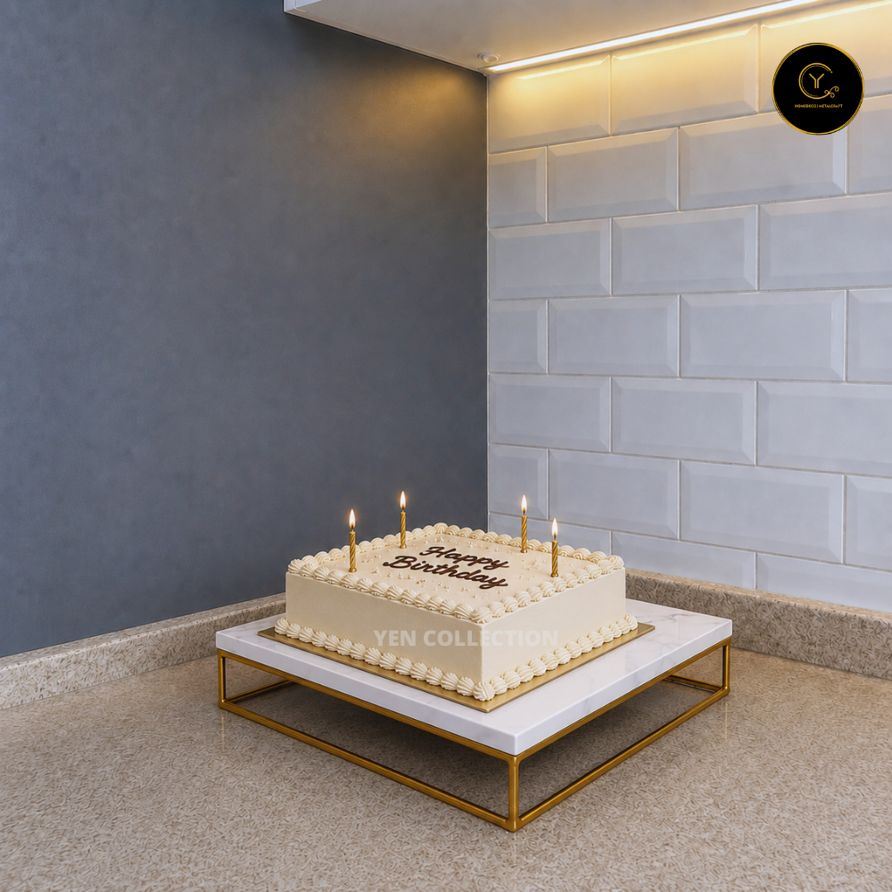 Yenche Tatakan Persegi Marble Tatakan Kue Aesthetic