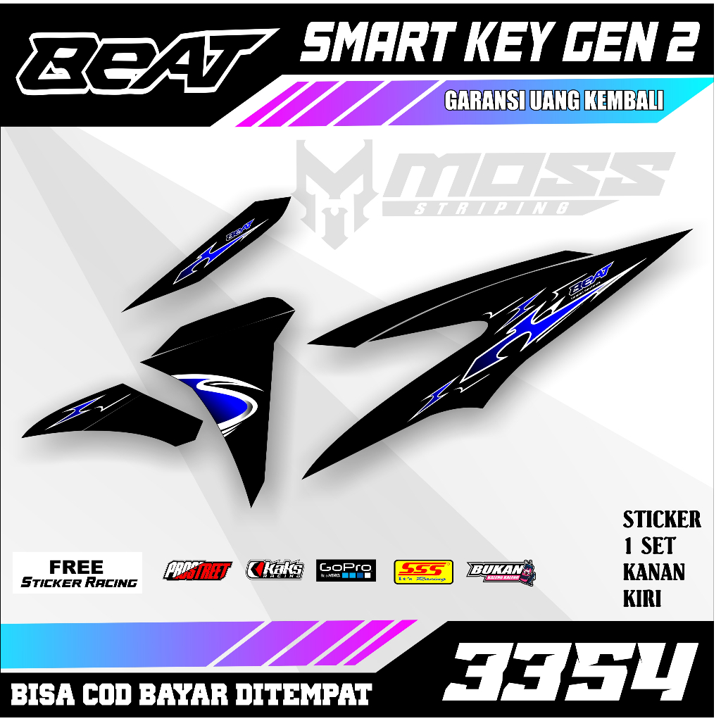 Striping sticker motor Honda Beat Smart Key GEN 2 (3354) setiker variasi Honda Beat