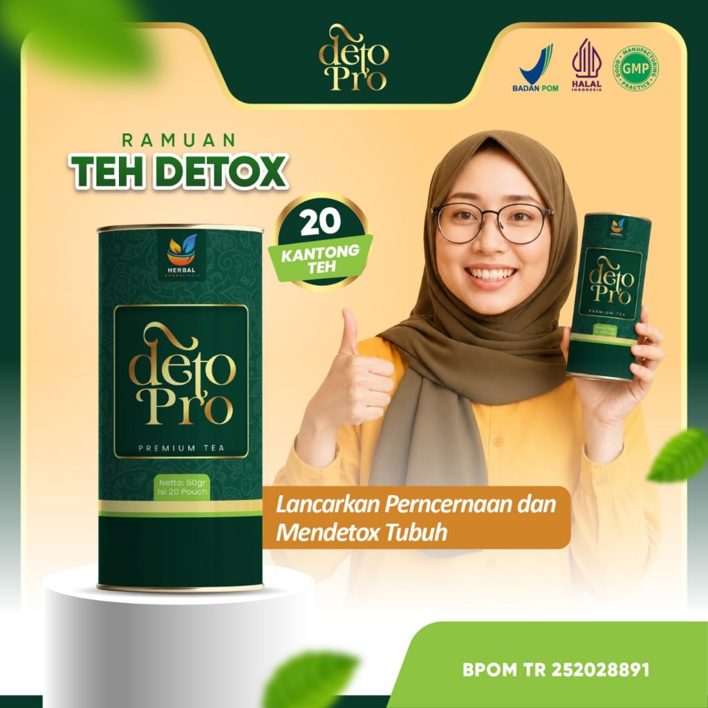 DETO PRO - Teh Celup Detopro Rempah Herbal Pacar cina, kuku, Daun Bidara, Kelor Atasu Detox Pencerna