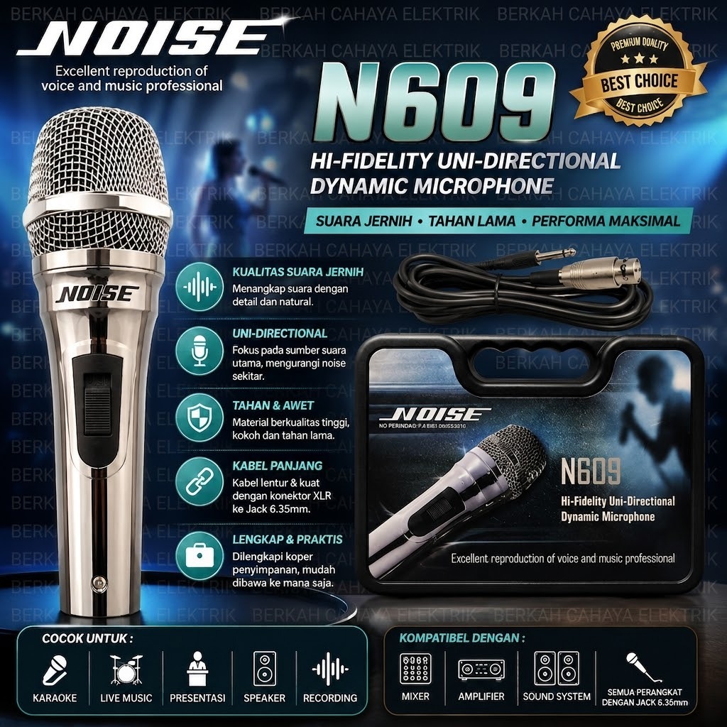 Microphon Kabel Profesional High Quality Noise N609 - Microphone Professional Dynamic MIC NOISE N609