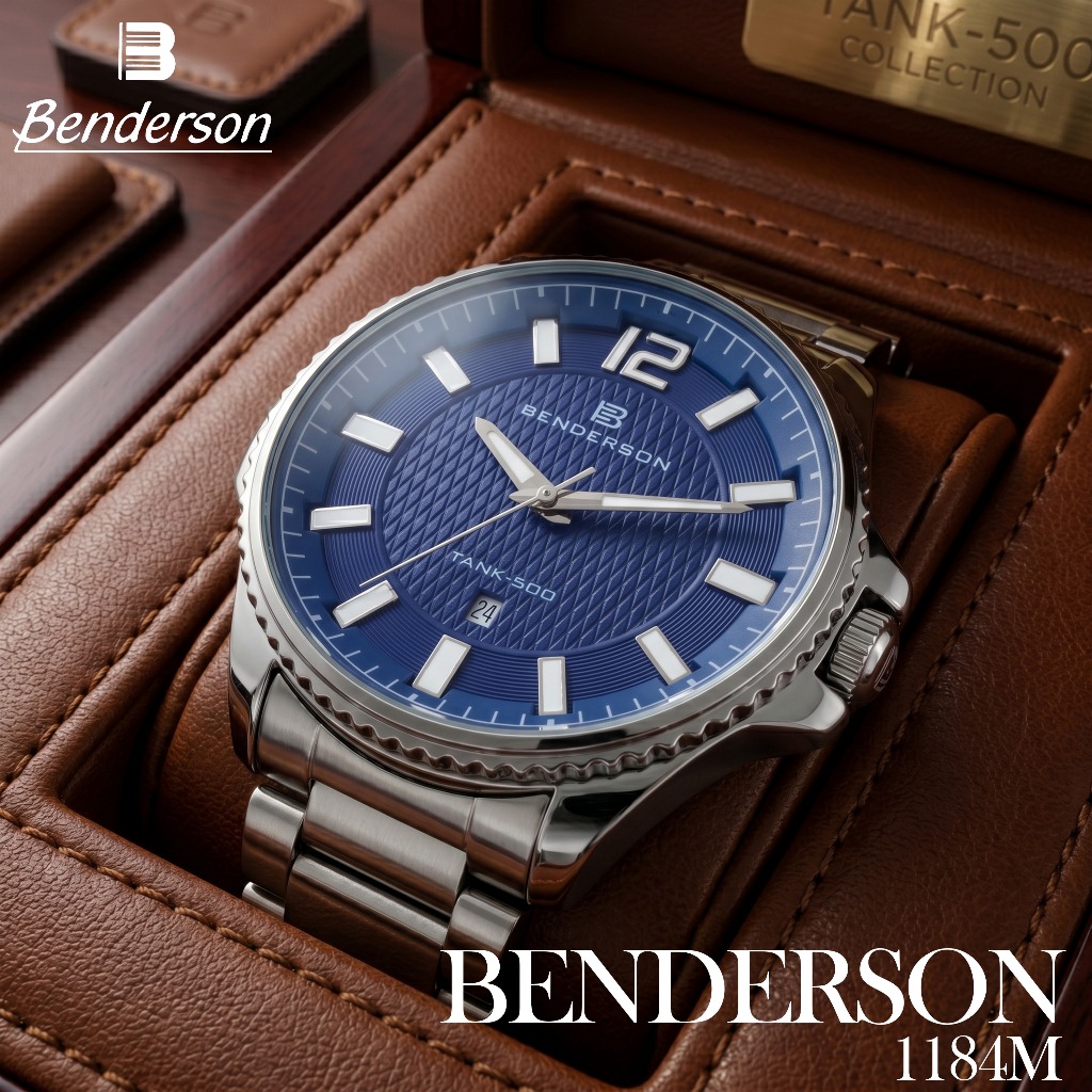 BENDERSON 1184M JAM TANGAN PRIA ELEGAN MEWAH BLUE SERIES 3 ATM WATER RESISTANT FREE BOX
