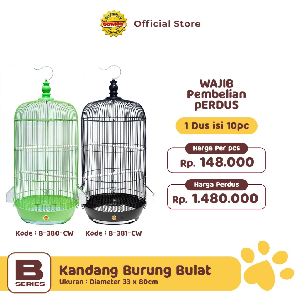 OCTAGON Kandang Burung Besar | Sangkar Kapsul Besar | Kandang Bulat | Sangkar Lovebird