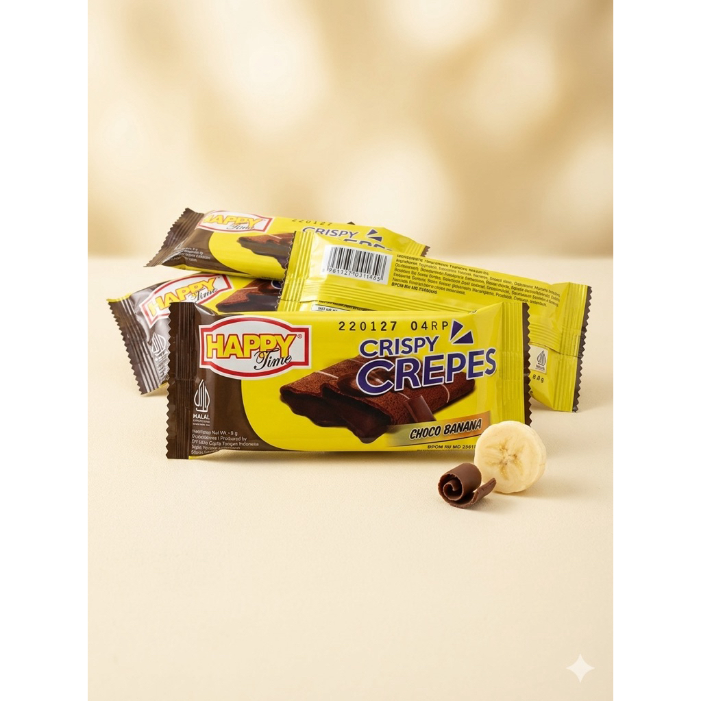 Happy Time Crispy Crepes 1 renteng isi 10pcs / Happy time crepes choco banana