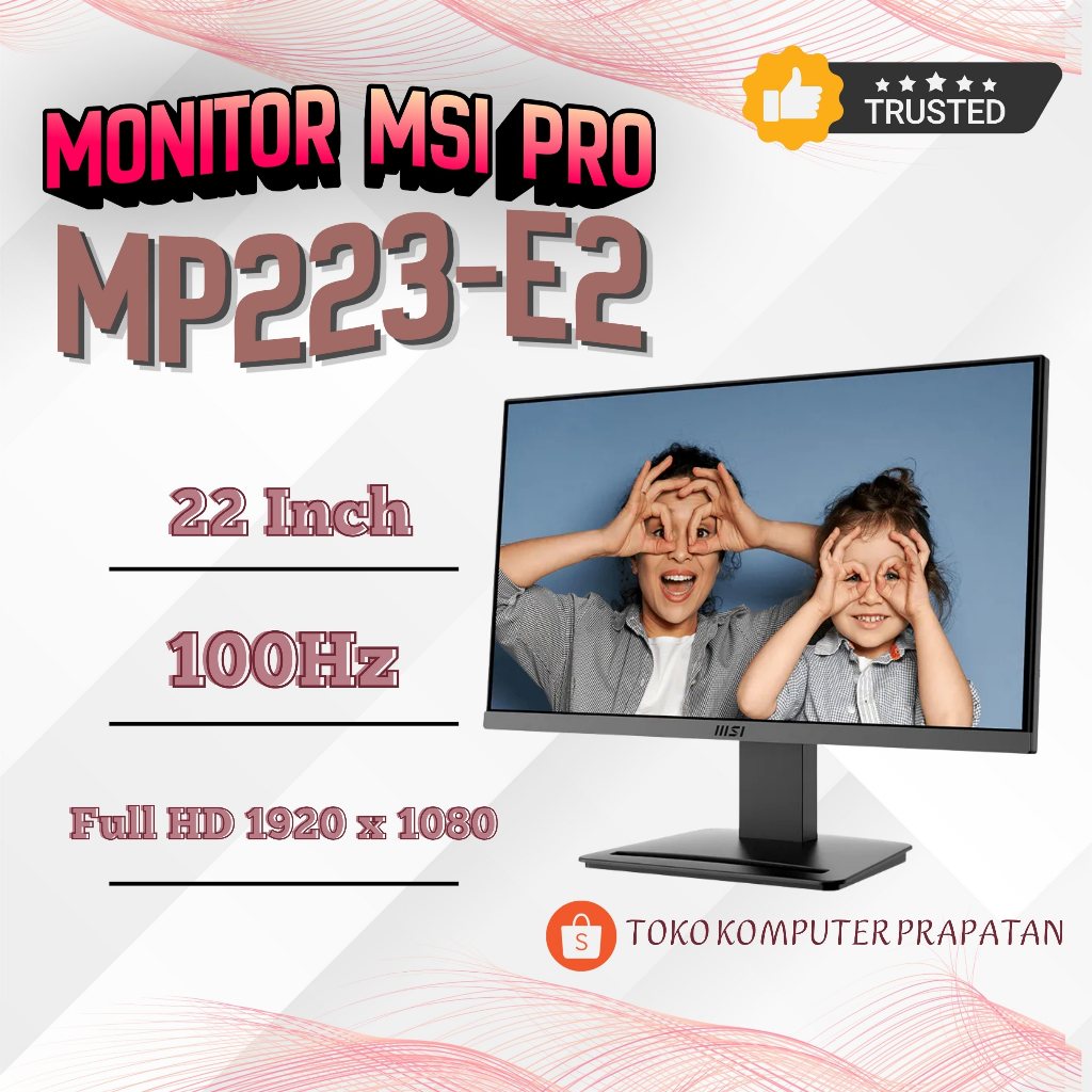 Monitor MSI PRO MP223 E2 22 Inch Full HD 100Hz VA HDMI VGA Business Office Gaming Monitor Original