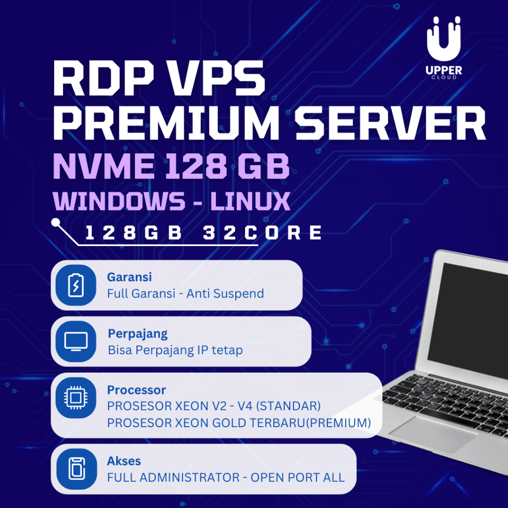 RDP / VPS LEGAL PREMIUM INDONESIA 32 CORE RAM 128 GB MURAH FULL ADMINISTRATOR BULANAN, TAHUNAN  FULL