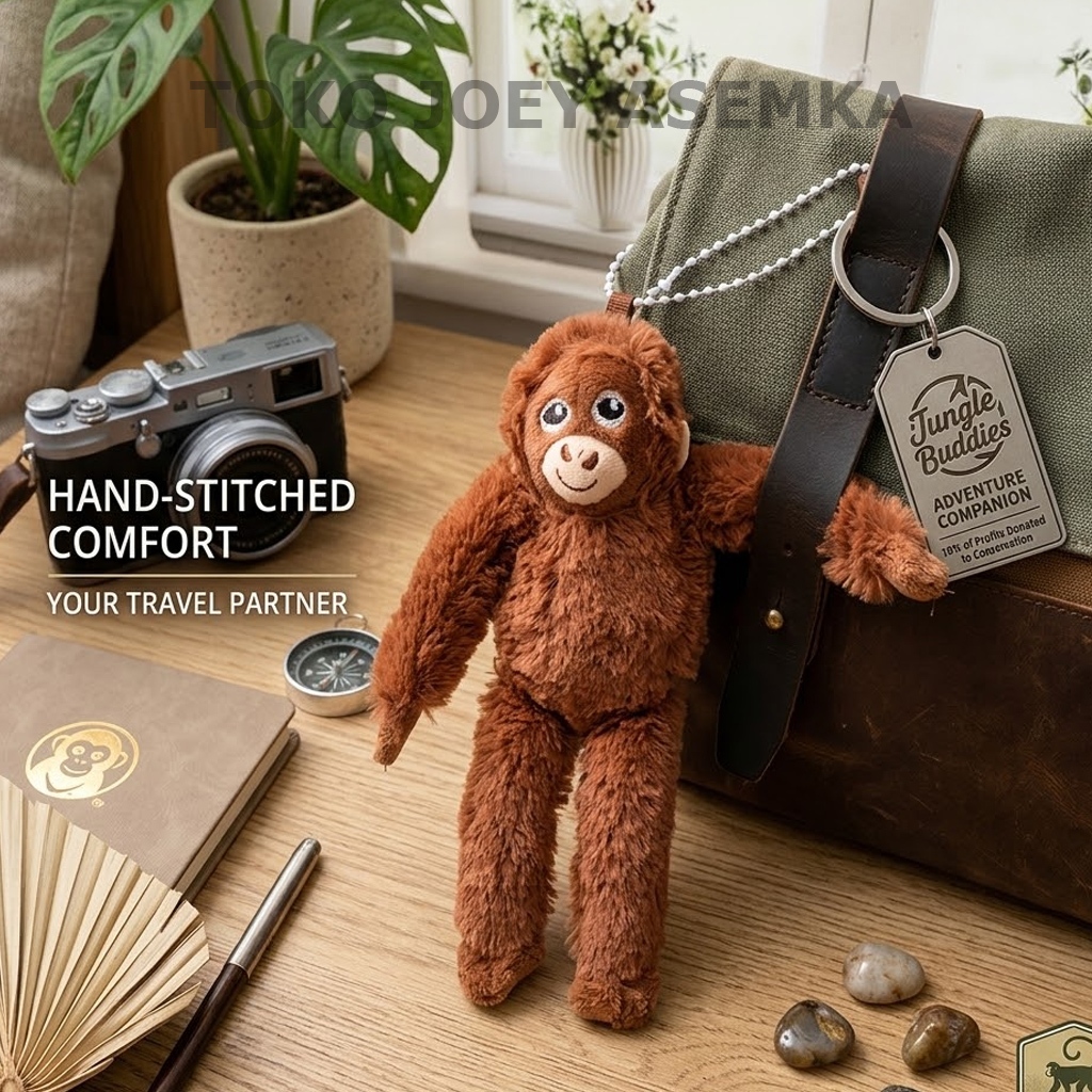 BAG CHARM PUNCH IKEA ORANG UTAN MONKEY MONYET GANTUNGAN KUNCI TAS AKSESORIS PLUSHY BONEKA