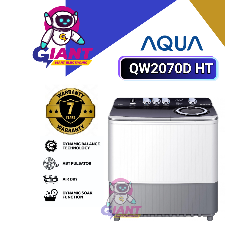 MESIN CUCI 2 TABUNG QW2070D/QW2070DHT DYNAMIC BALANCE TECHNOLOGY 20 KG