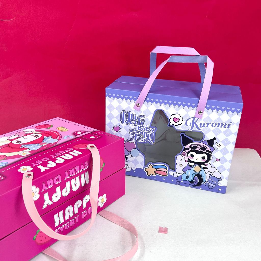 PPD Goodie Bag Ulang Tahun Hardbox Tebal / Tas Kado Bingkisan Mika Transparan Premium / Tas Hampers 