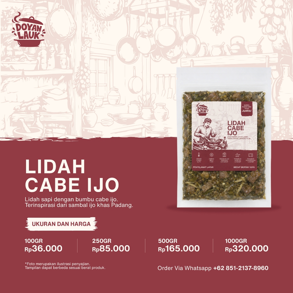 LIDAH CABE IJO | FROZEN FOOD | LIDAH SAPI SAMBAL LADO MUDO
