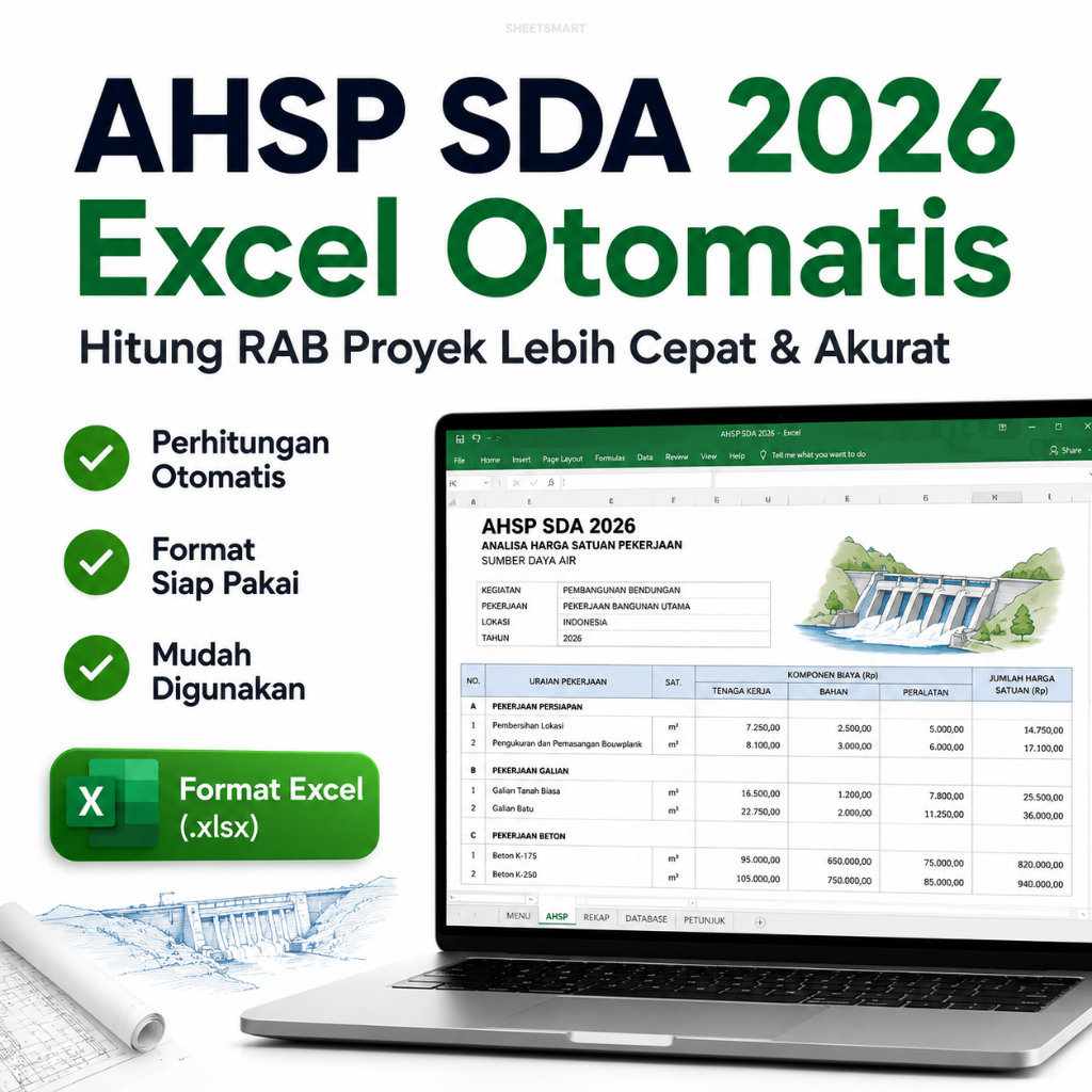 AHSP SDA 2026 Excel Otomatis – Hitung RAB Proyek Cepat & Akurat | NO 47/SE/DK/2026