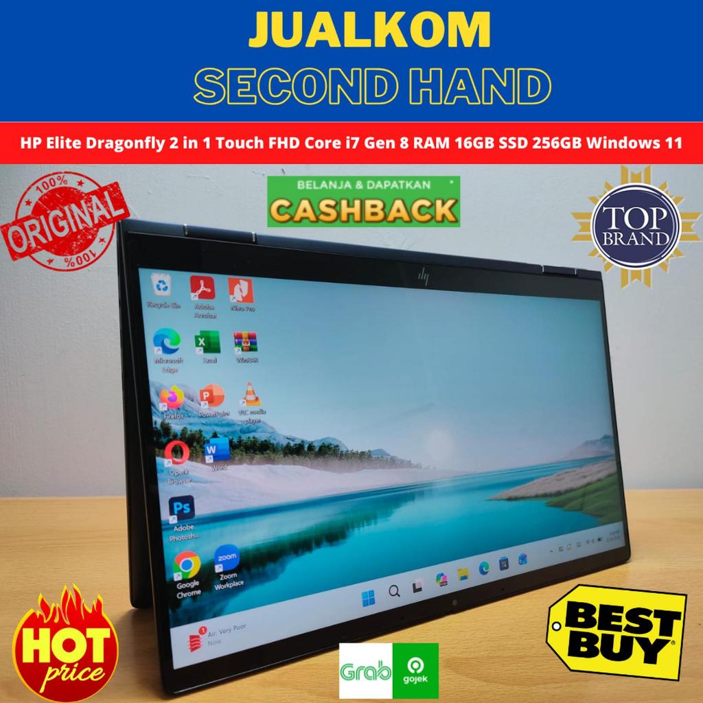 Laptop Second Berkualitas Notebook Bekas 2 in 1 Touchscreen HP Elite Dragonfly 2 in 1 Core i7 Gen 8 