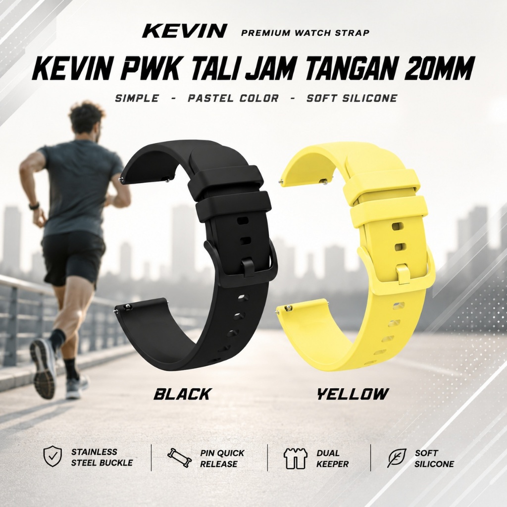 PWK Tali Jam Tangan Coros Apex 2 43mm - Strap 20mm Silikon Rubber Aneka Warna Polos Simple