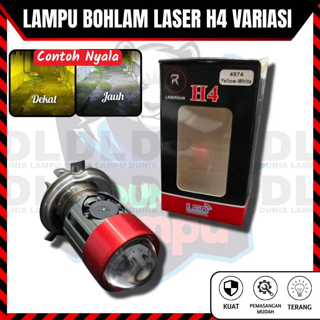 Lampu Utama LED Laser Kipas H4 Projector Super Terang Putih Kuning AC DC / Lampu Utama LED H4 S2706
