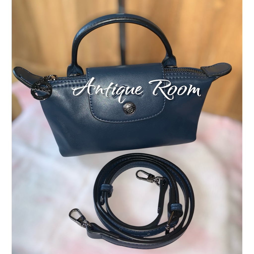 NAVY CUIR MINI Xs LC SLING BAG SIMPLE NEW