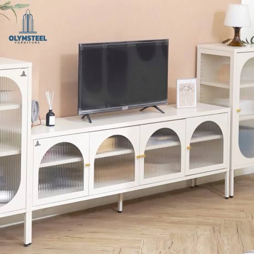 Olymsteel Rak TV Plat Besi AVR CHERYL Olymsteel Buffet TV Plat Besi Buffet TV Pendek Meja TV Besi Me