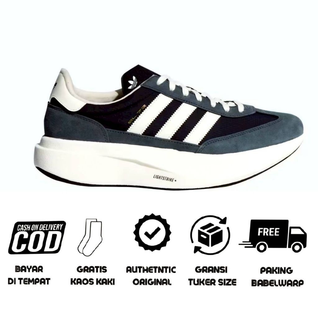 SEPATU RUNNING ADIDAS SL 72 PRO BLACK OFF WHITE GREY