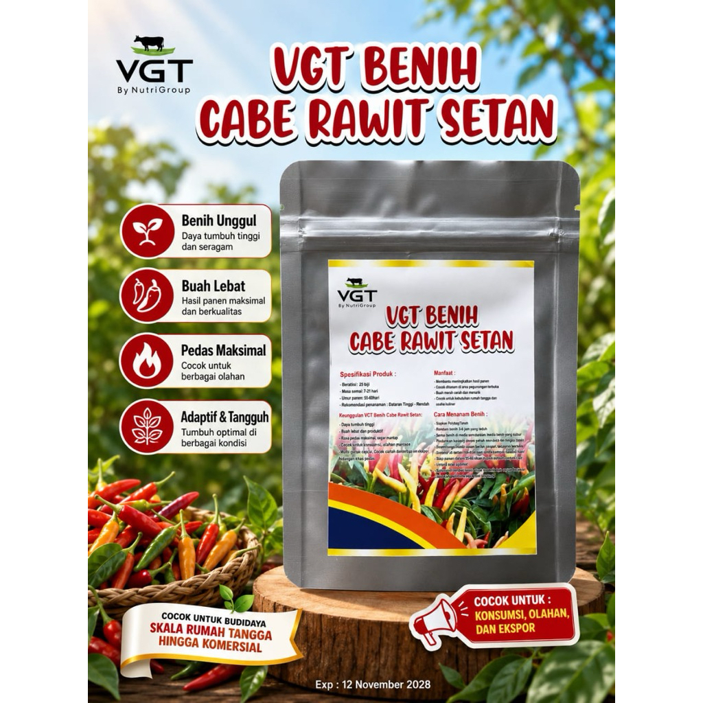 VGT Bibit Cabe Rawit Setan F1 Cabe rawit isi 25 benih pedas mantap