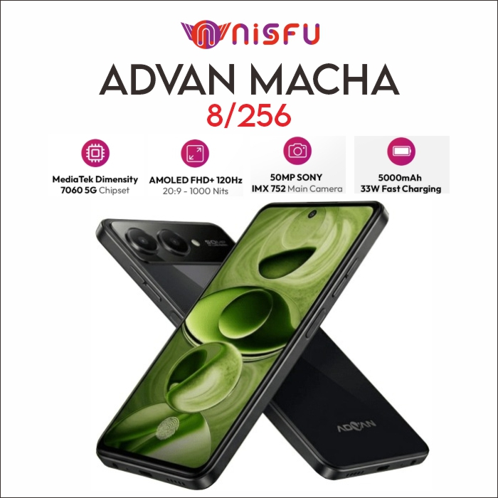 ADVAN Macha 5G 6/128 | Dimensity 7060 | AMOLED 6.67 Inch | RAM 8GB + Storage 256GB UFS 3.1 | Bypass 