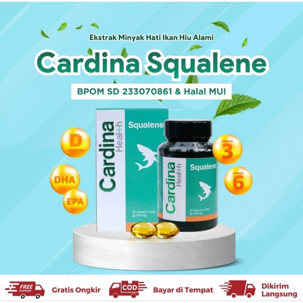 Cardina Health Squalene Suplemen Kesuburan Pria & Azoospermia Promil Pria (Isi 30 Kapsul) HALAL/MUI