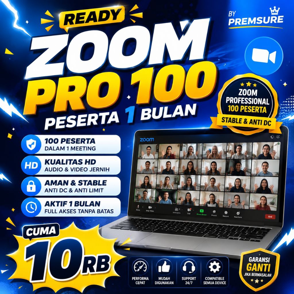 Zoom Pro 100 Peserta - 1 Bulan