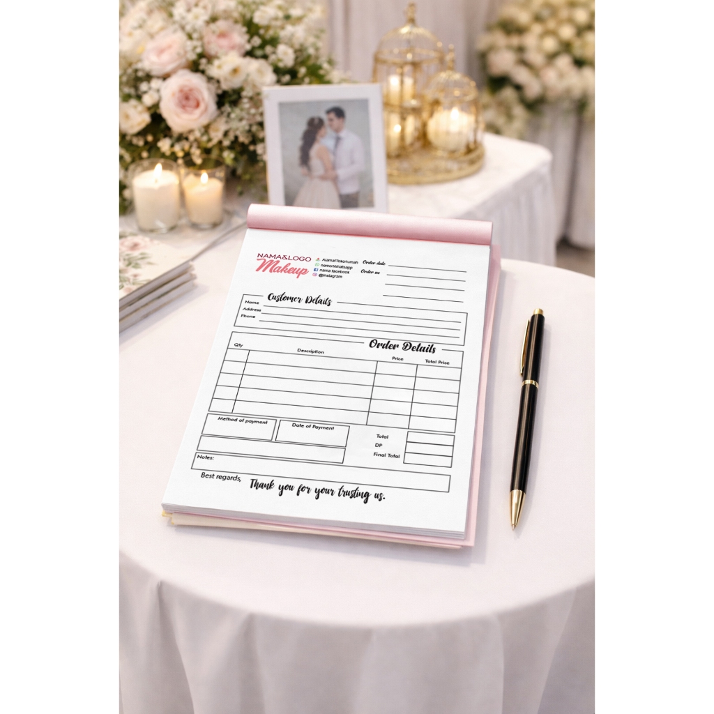 Nota Satuan ukuran 1/2 Folio Custom Desain - Cetak Berkualitas dan Sesuai Kebutuhan Bisnis, WEDDINg,