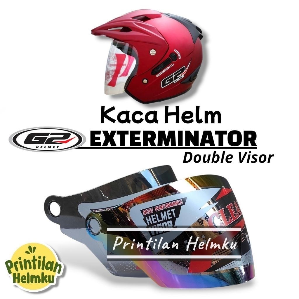 PRINTILANHELMKU Kaca Helm G2 EXTERMINATOR Visor Helm G2 Exterminator Warna Pelangi Hitam Bening