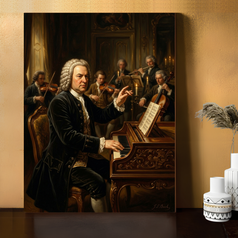 Hiasan Dinding Johannes Sebastian Bach Komposer Musik Klasik Dunia - Dekorasi Papan MDF 6mm Cetak Pr