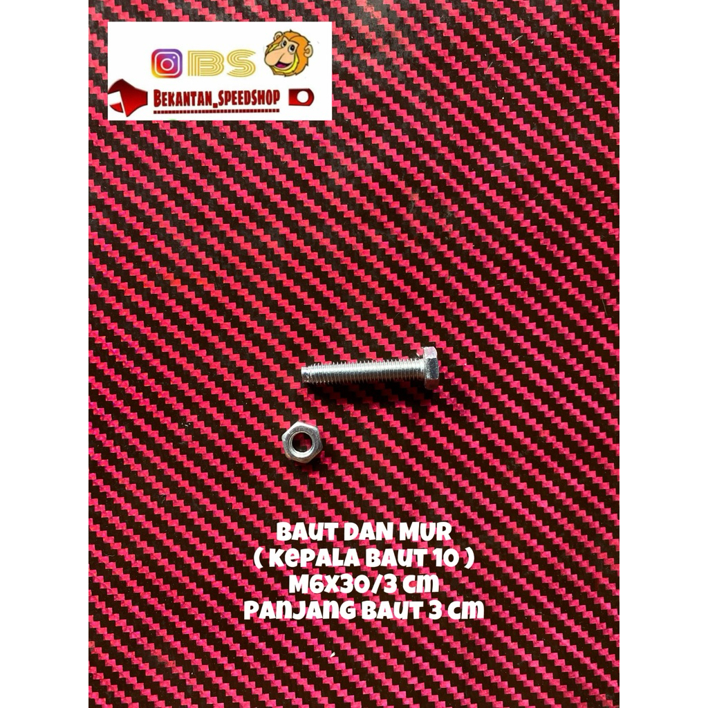 BAUT DAN MUR ( KEPALA BAUT 10 ) PANJANG 30/3 CM