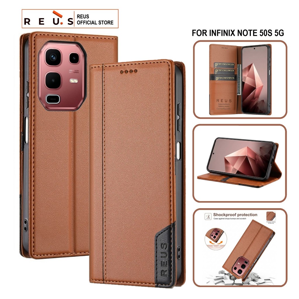 Reus Leather Case Flip Infinix Note 50s 5g Premium Magnet Shockproof Cover - REUS Official Store