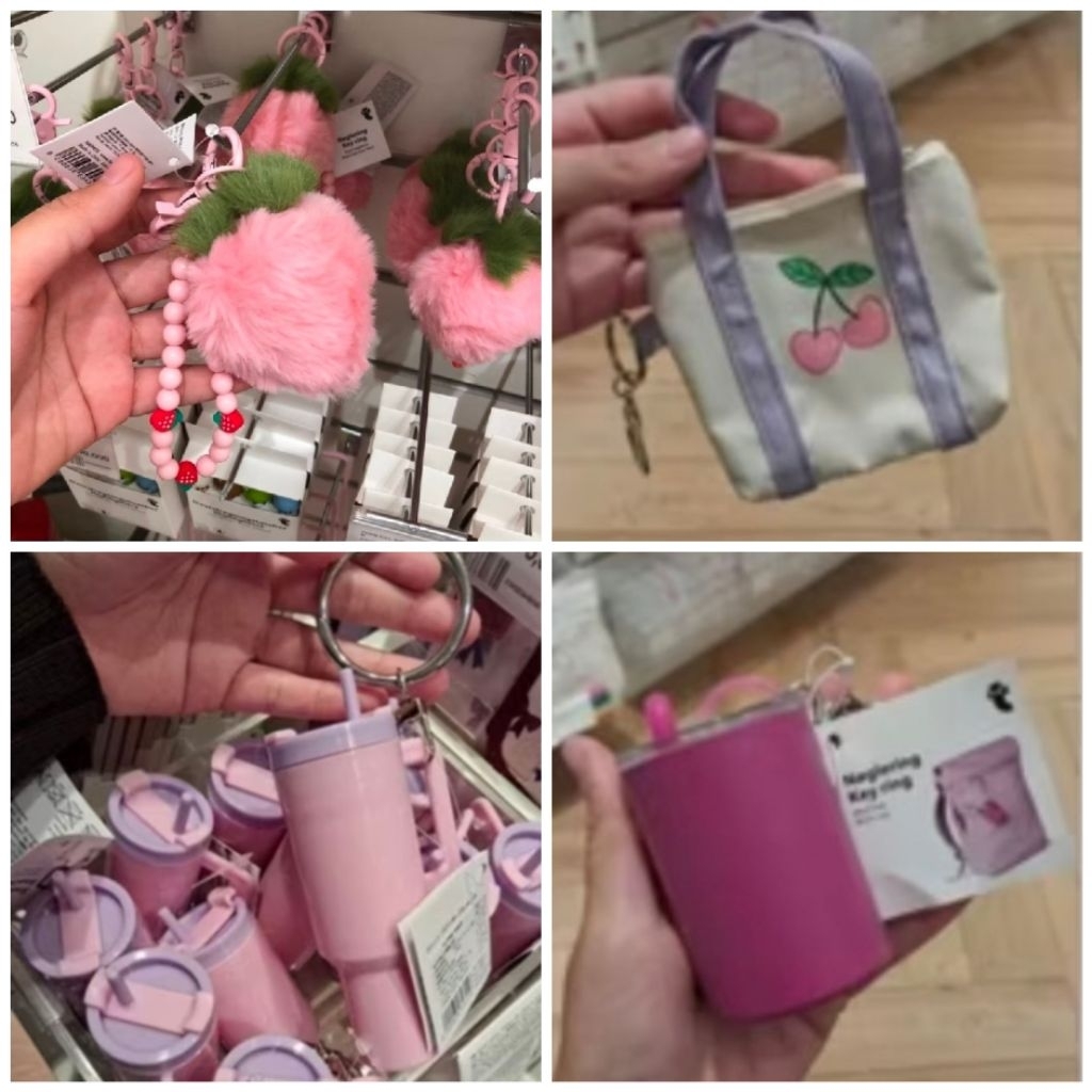[FLYING TIGER] Bagcharm Gantungan Tas Kunci Stroberi Cherry Tumbler Lip Gloss Holder