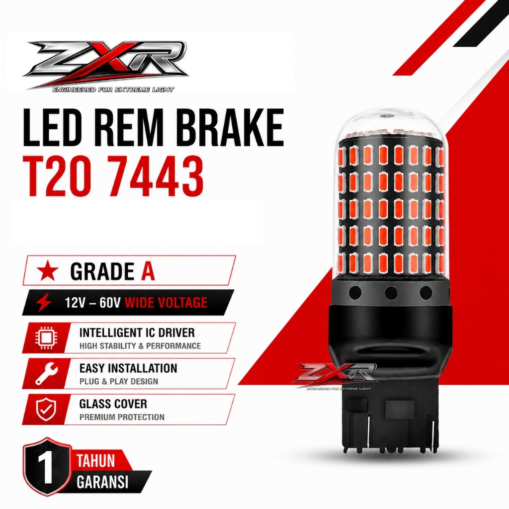 Lampu LED Mobil Rem Sein T20 7443 ZX144 ZXR dengan SMD 144 Chip - T20 7443, Merah
