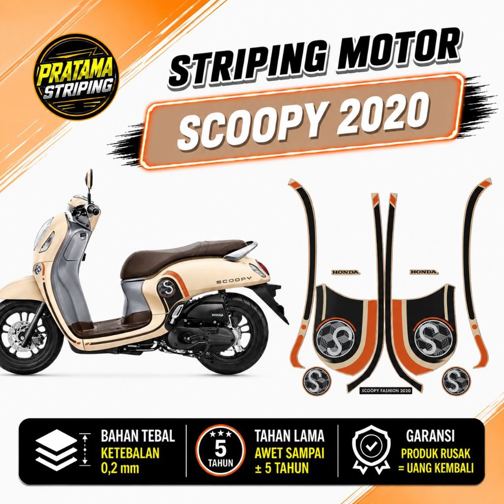 STRIPING HONDA SCOOPY 2020 CREAM BIRU STICKER LIS LIST HONDA SCOOPY 2020 CREAM BIRU STRIPING HONDA S