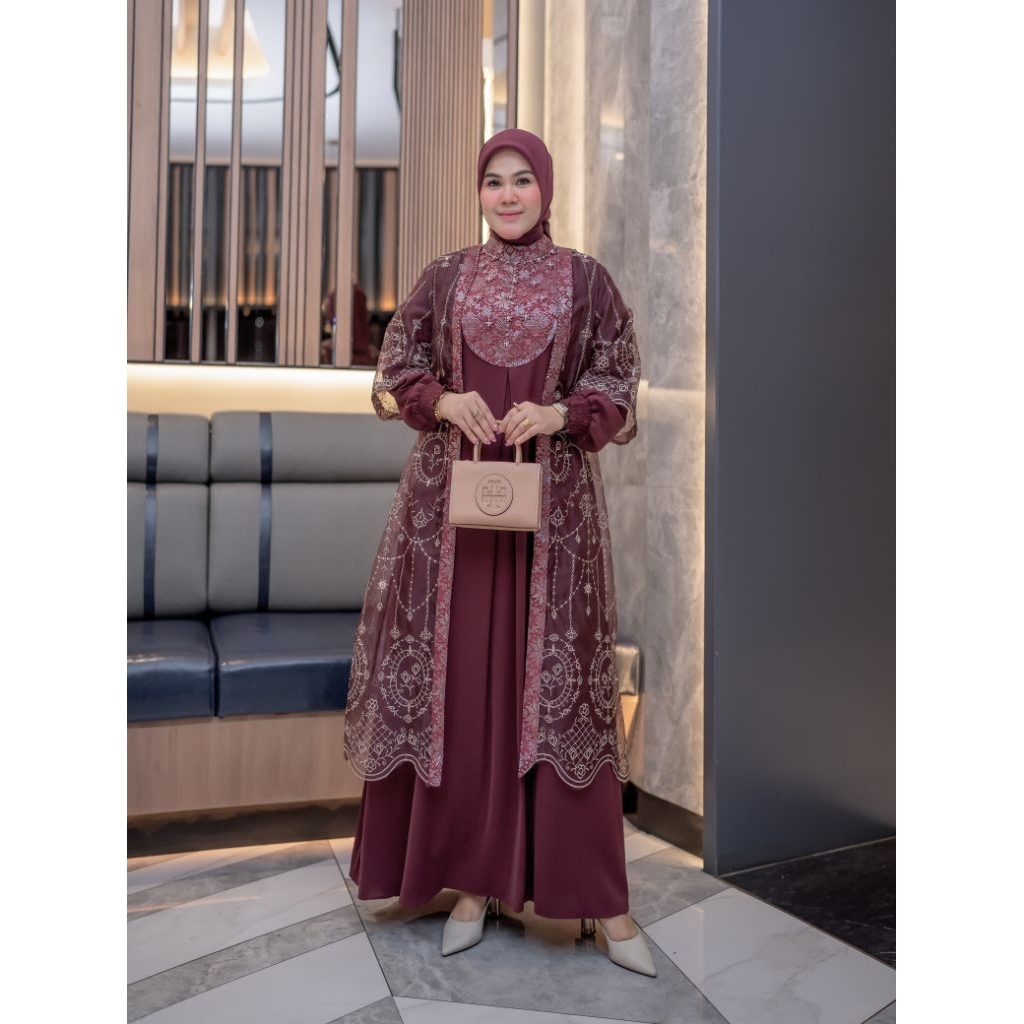 Sania Dress SemiOuter Gamis pesta Mewah Premium Original By Syafeera Hamidah butik Collection