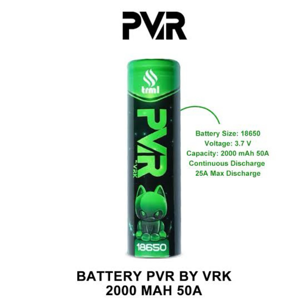 BATERAI 18650 PVR VRK HIJAU 2000mAh