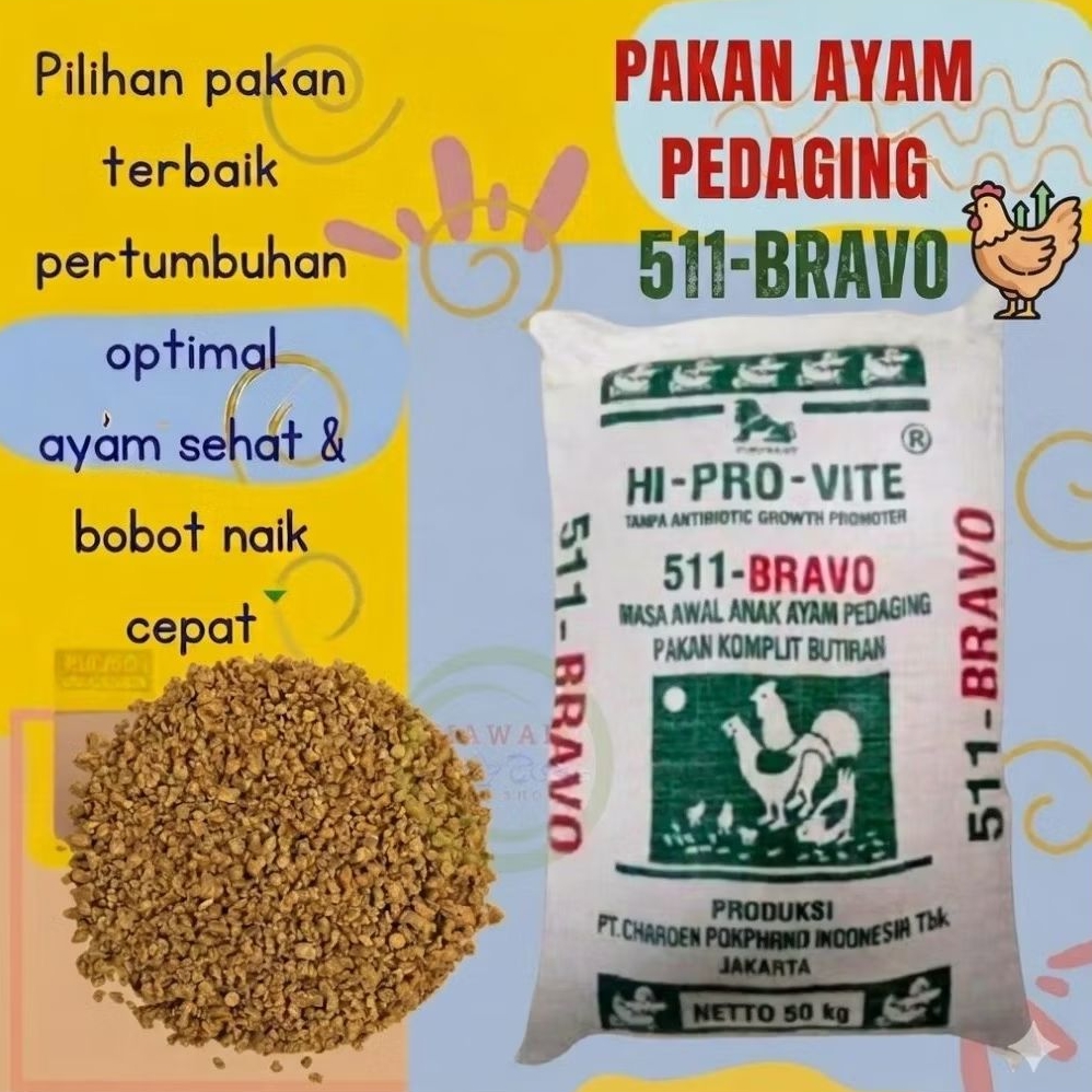 5 KG PUR AYAM 511 BRAVO PAKAN AYAM PEDAGING BROILER MEMPERCEPAT PERTUMBUHAN AYAM