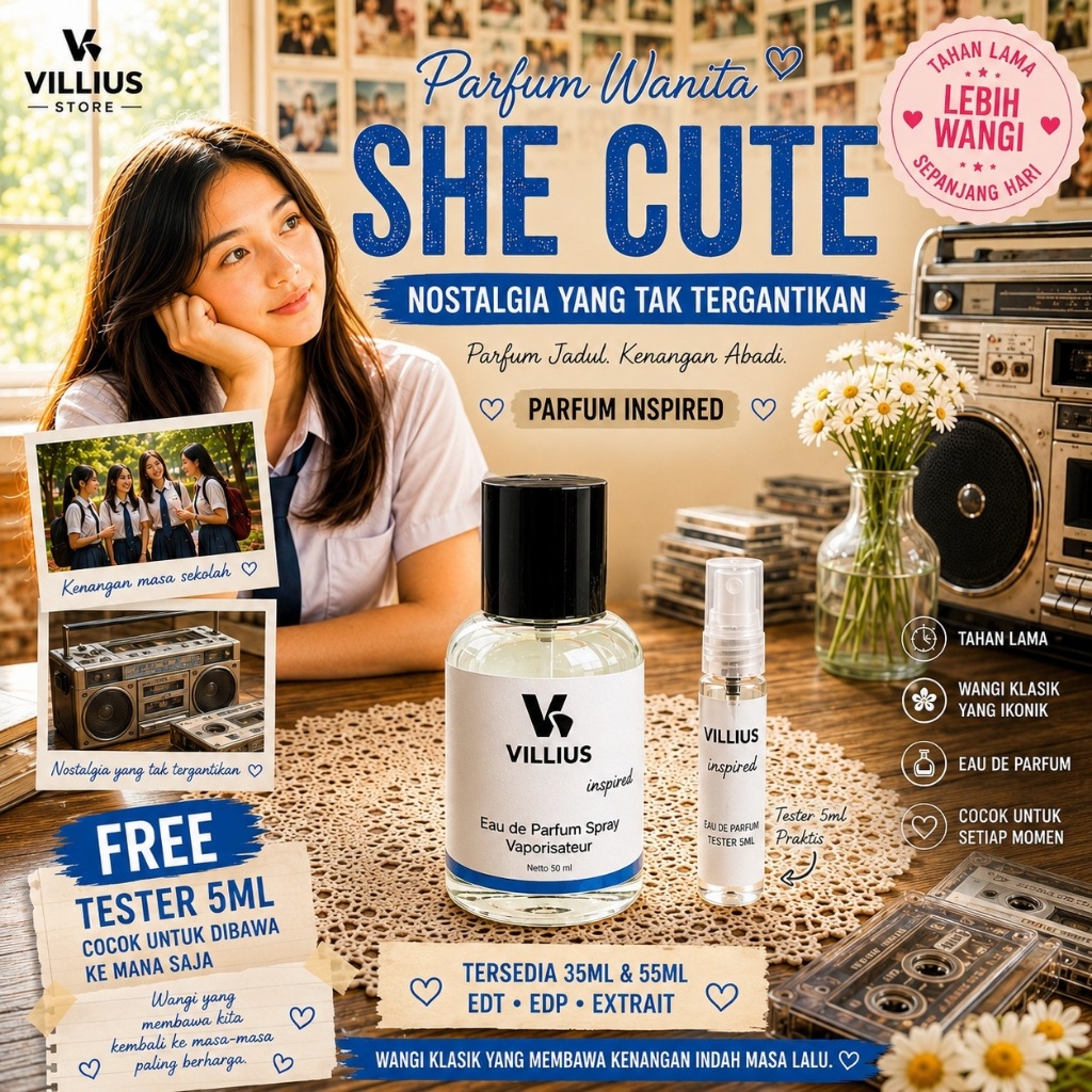 Parfum Jadul She Cute Aroma Tahun 90an Parfume Wanita Wangi Tahan Lama Edt Edp Extrait 35ml 55ml Vil