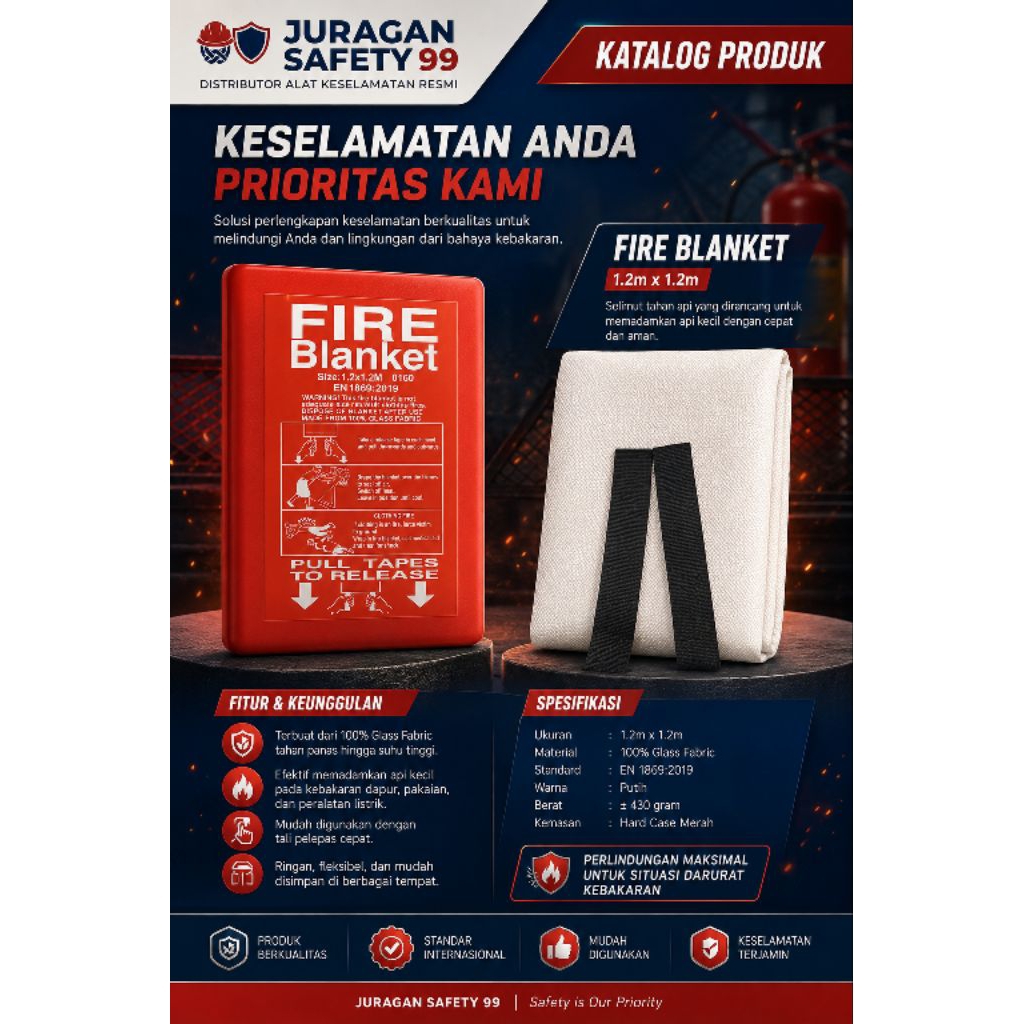 Fire Blanket - Selimut Api 1,8 × 1,8