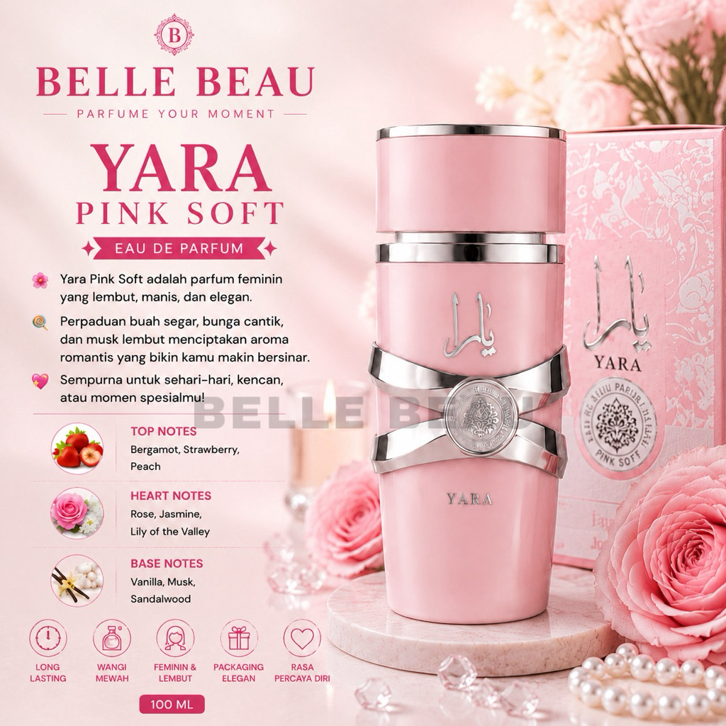 YARA PINK SOFT EDP 100ml - PARFUM WANITA - FARFUM CEWEK